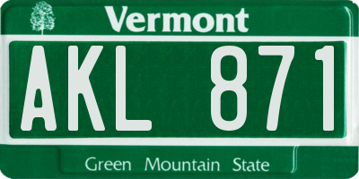 VT license plate AKL871