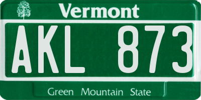 VT license plate AKL873