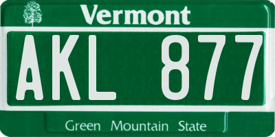 VT license plate AKL877