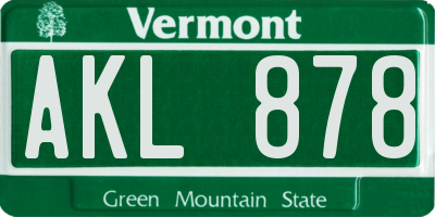 VT license plate AKL878