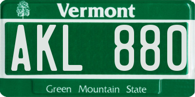 VT license plate AKL880