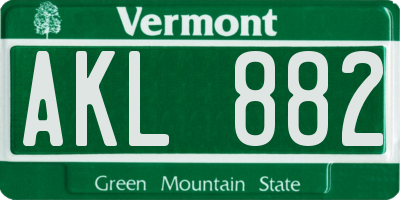 VT license plate AKL882