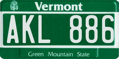 VT license plate AKL886