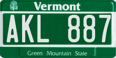 VT license plate AKL887
