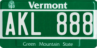 VT license plate AKL888