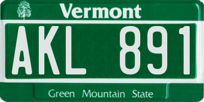 VT license plate AKL891