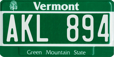 VT license plate AKL894