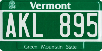 VT license plate AKL895