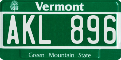 VT license plate AKL896