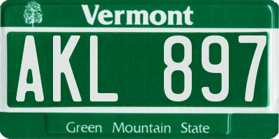 VT license plate AKL897