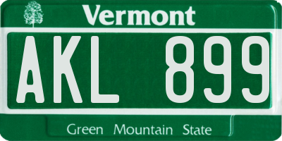 VT license plate AKL899