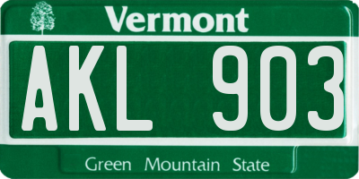 VT license plate AKL903