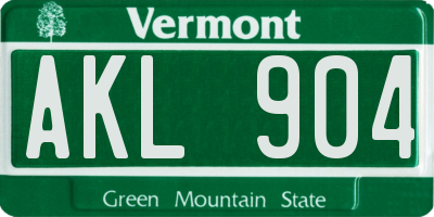 VT license plate AKL904