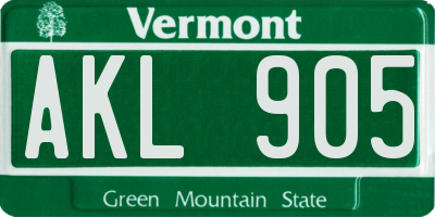 VT license plate AKL905