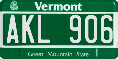 VT license plate AKL906