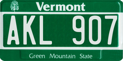 VT license plate AKL907