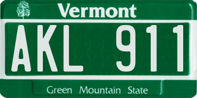 VT license plate AKL911