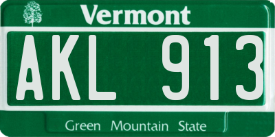 VT license plate AKL913