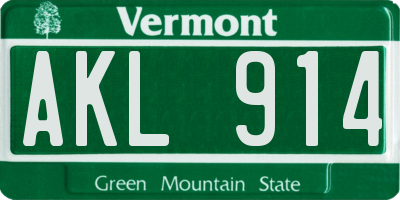 VT license plate AKL914