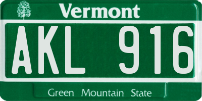 VT license plate AKL916