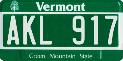VT license plate AKL917