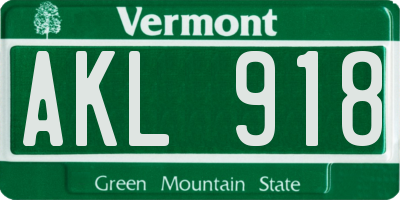 VT license plate AKL918