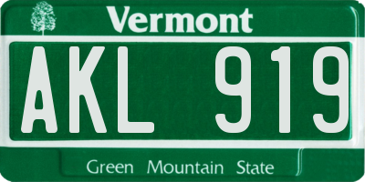 VT license plate AKL919