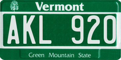 VT license plate AKL920