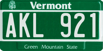 VT license plate AKL921