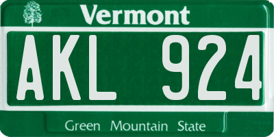 VT license plate AKL924