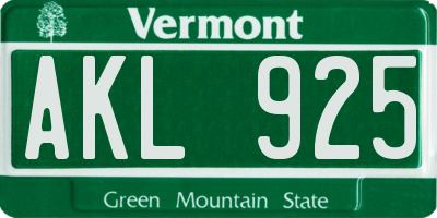 VT license plate AKL925