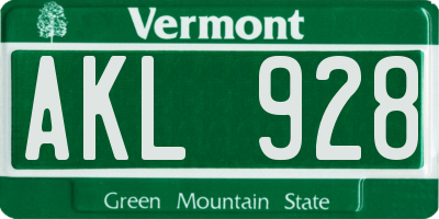 VT license plate AKL928