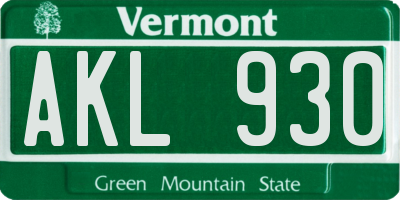 VT license plate AKL930
