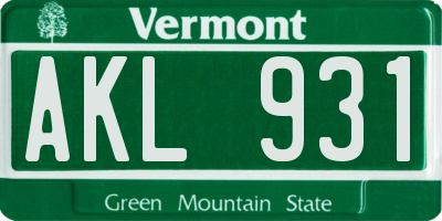 VT license plate AKL931