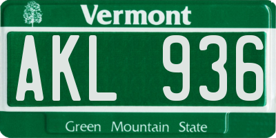 VT license plate AKL936