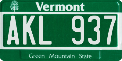 VT license plate AKL937
