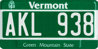 VT license plate AKL938