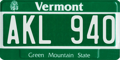 VT license plate AKL940