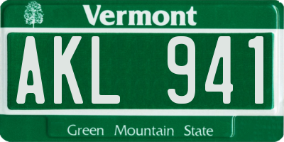 VT license plate AKL941