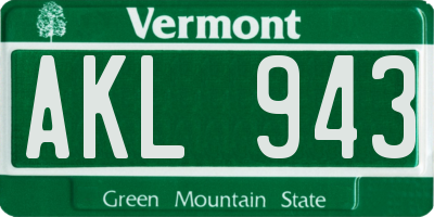 VT license plate AKL943