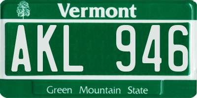 VT license plate AKL946