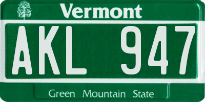 VT license plate AKL947