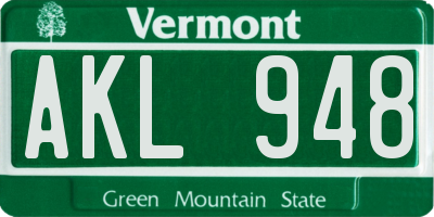 VT license plate AKL948