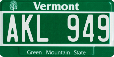 VT license plate AKL949