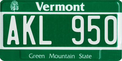 VT license plate AKL950