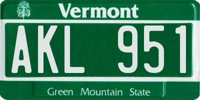 VT license plate AKL951