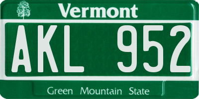 VT license plate AKL952