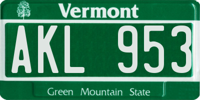 VT license plate AKL953