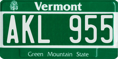 VT license plate AKL955