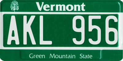 VT license plate AKL956